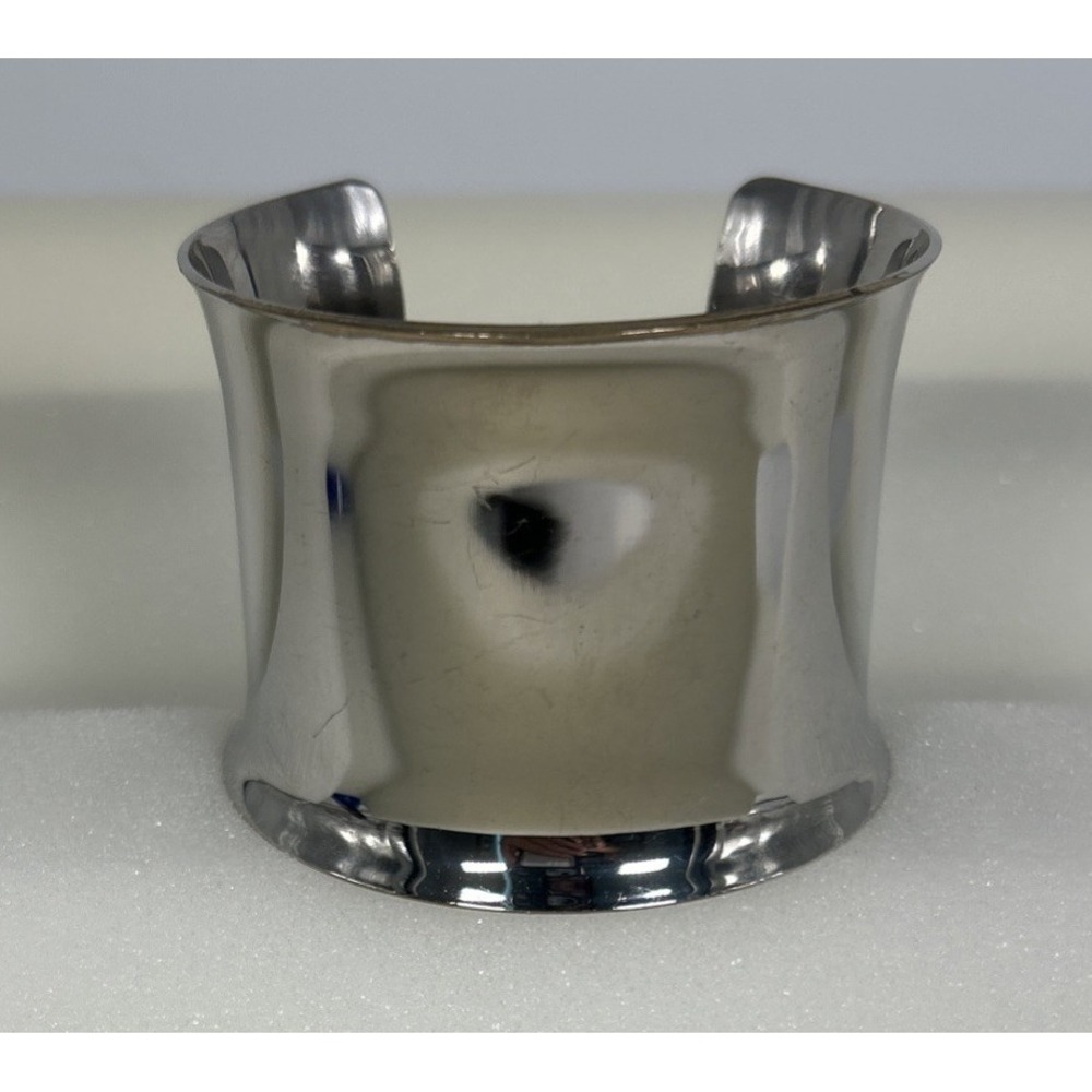 Silver Tone 2 inch Cuff Bracelet Concave Boho No Mark